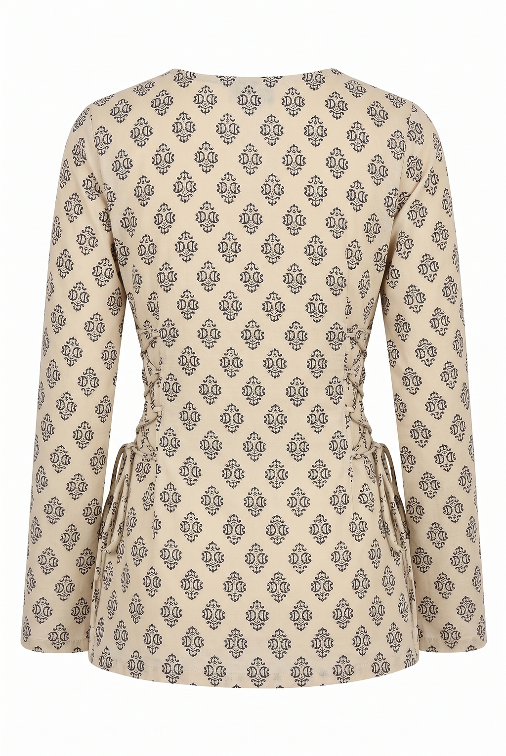 Women's Printed Sweetheart Neck Short Kurti with Side Corset Dori Details