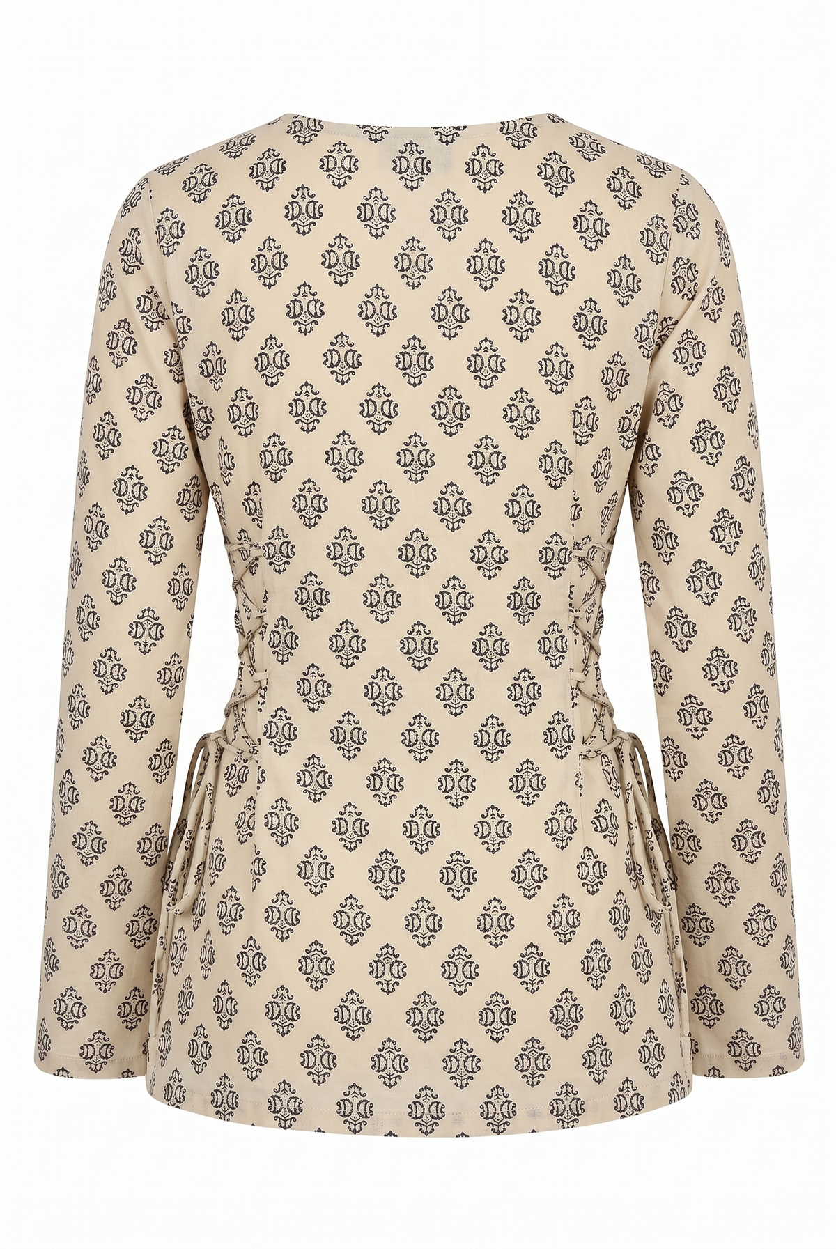 Women's Printed Sweetheart Neck Short Kurti with Side Corset Dori Details
