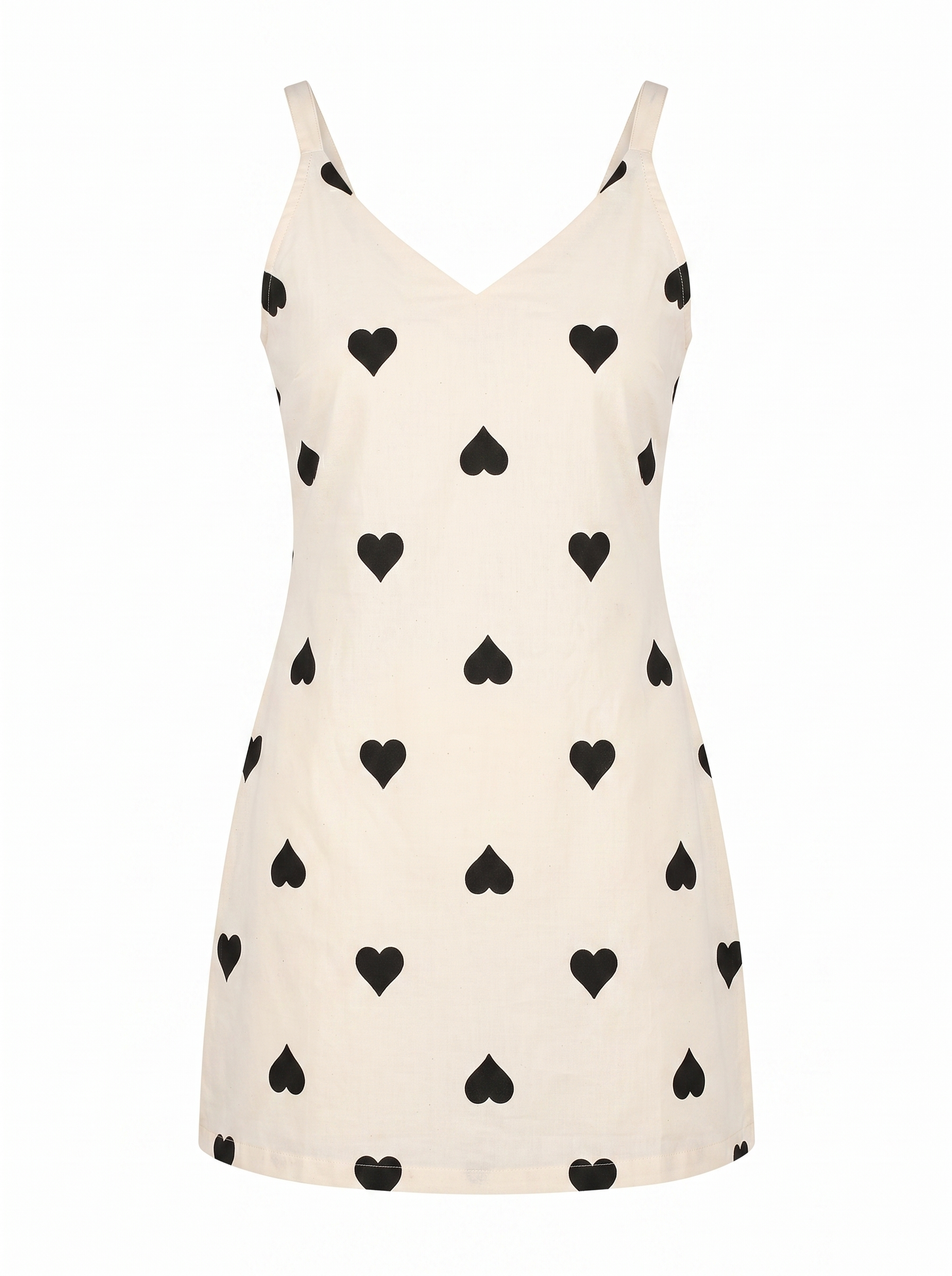 Cream & Black Heart Printed Long Sleeve Short Kurta | Indo-Western Fusion Tunic