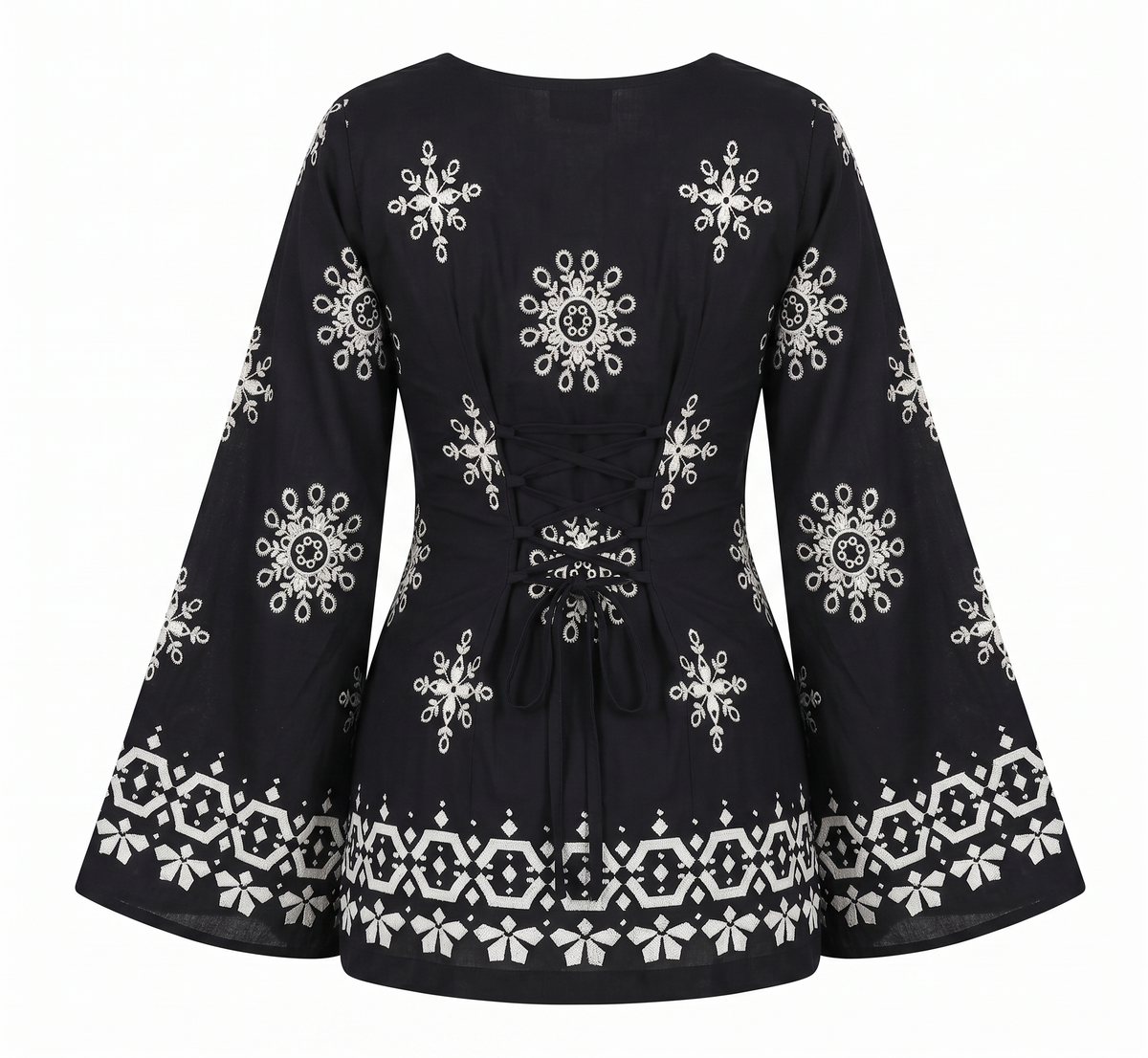 Women's Black & White Mandala Print Short Kurti Top