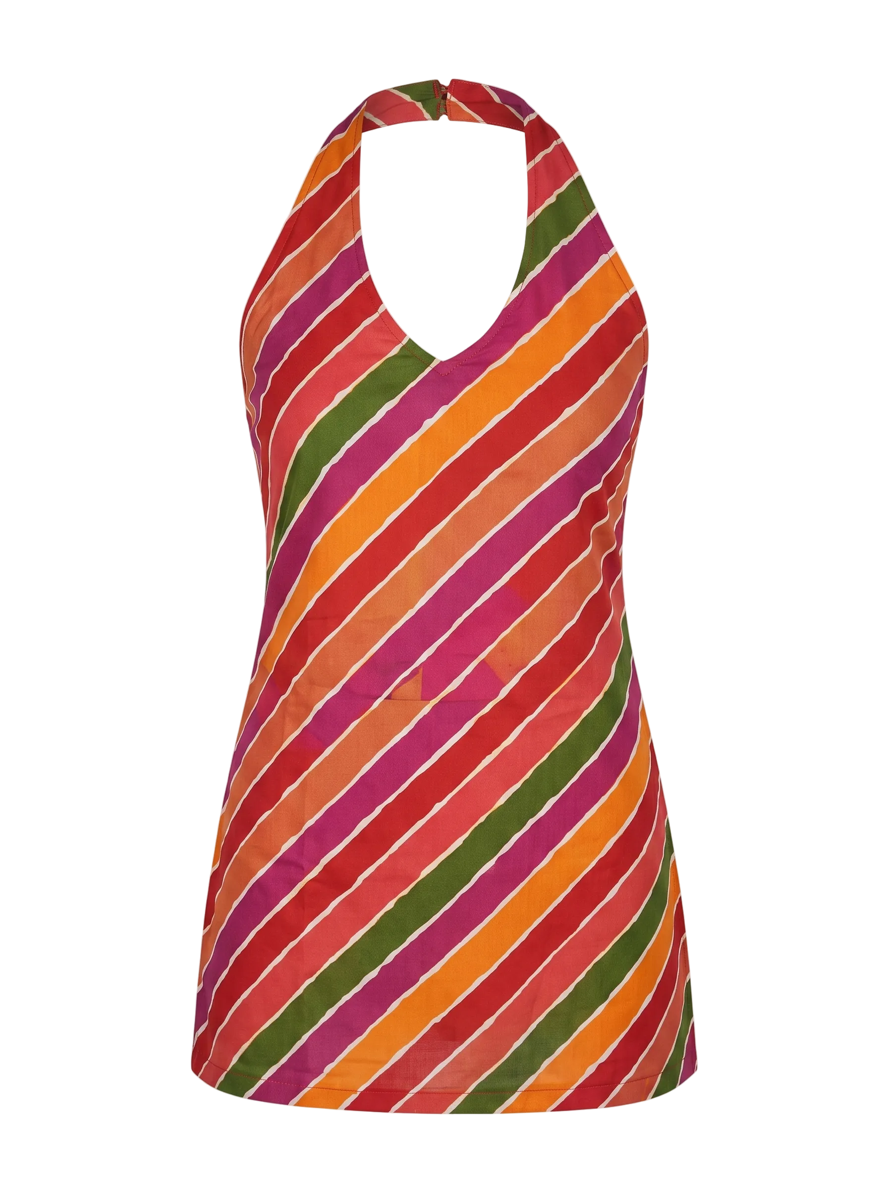 V-Neck Halter Backless Leheriya Short Kurti Top for Women – Indo-Western Ethnic Sleeveless Top