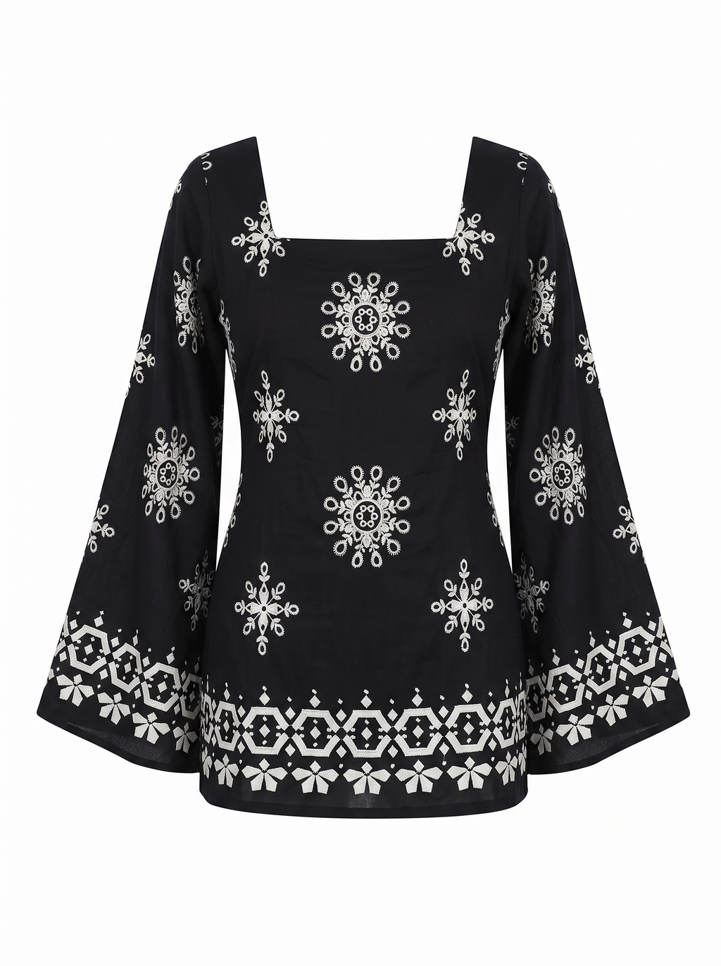 Women's Black & White Mandala Print Short Kurti Top