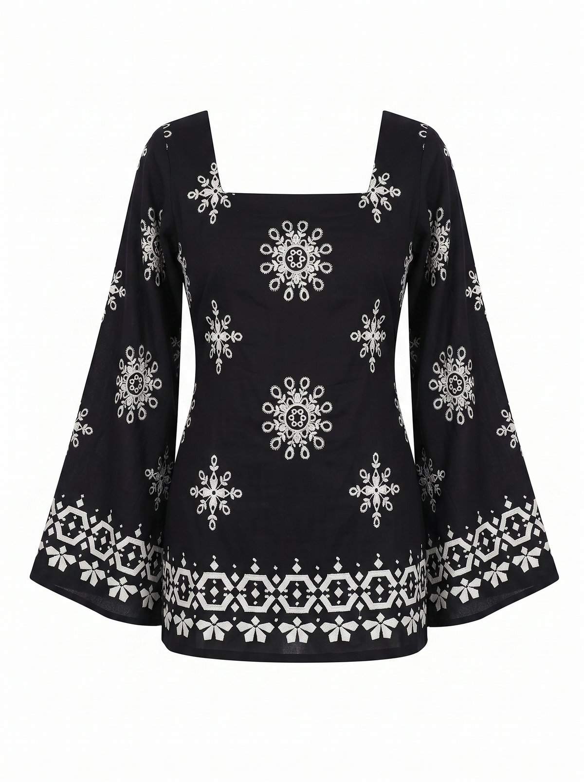 Women's Black & White Mandala Print Short Kurti Top