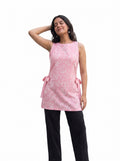 Pink Floral Halter-Neck Side Tie Short Kurti